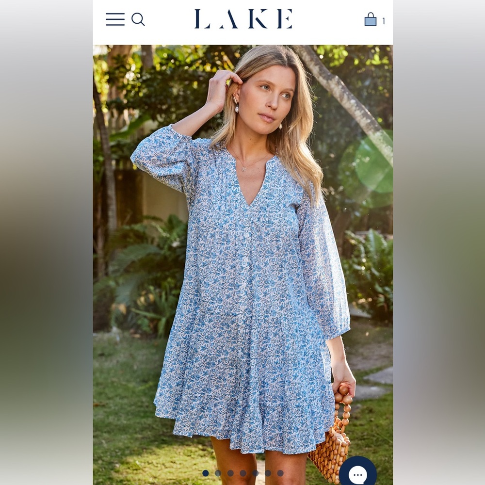 Lake blue and white floral Eloise dress
